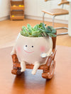 Cute Chair/Swing Smiling Face Little Devil Flower Pot Creative Swing Succulent Plant Flower Pot Garden Home Decoration