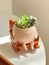 Cute Chair/Swing Smiling Face Little Devil Flower Pot Creative Swing Succulent Plant Flower Pot Garden Home Decoration