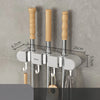Broom Mop Holder with Hooks Wall Mounted Broom Storage Rack No Drilling Self-Adhesive Kitchens Organizer Multifunction Holder
