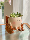 Cute Chair/Swing Smiling Face Little Devil Flower Pot Creative Swing Succulent Plant Flower Pot Garden Home Decoration