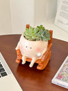 Cute Chair/Swing Smiling Face Little Devil Flower Pot Creative Swing Succulent Plant Flower Pot Garden Home Decoration