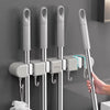 Broom Mop Holder with Hooks Wall Mounted Broom Storage Rack No Drilling Self-Adhesive Kitchens Organizer Multifunction Holder