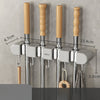 Broom Mop Holder with Hooks Wall Mounted Broom Storage Rack No Drilling Self-Adhesive Kitchens Organizer Multifunction Holder