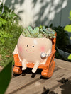 Cute Chair/Swing Smiling Face Little Devil Flower Pot Creative Swing Succulent Plant Flower Pot Garden Home Decoration
