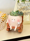 Cute Chair/Swing Smiling Face Little Devil Flower Pot Creative Swing Succulent Plant Flower Pot Garden Home Decoration
